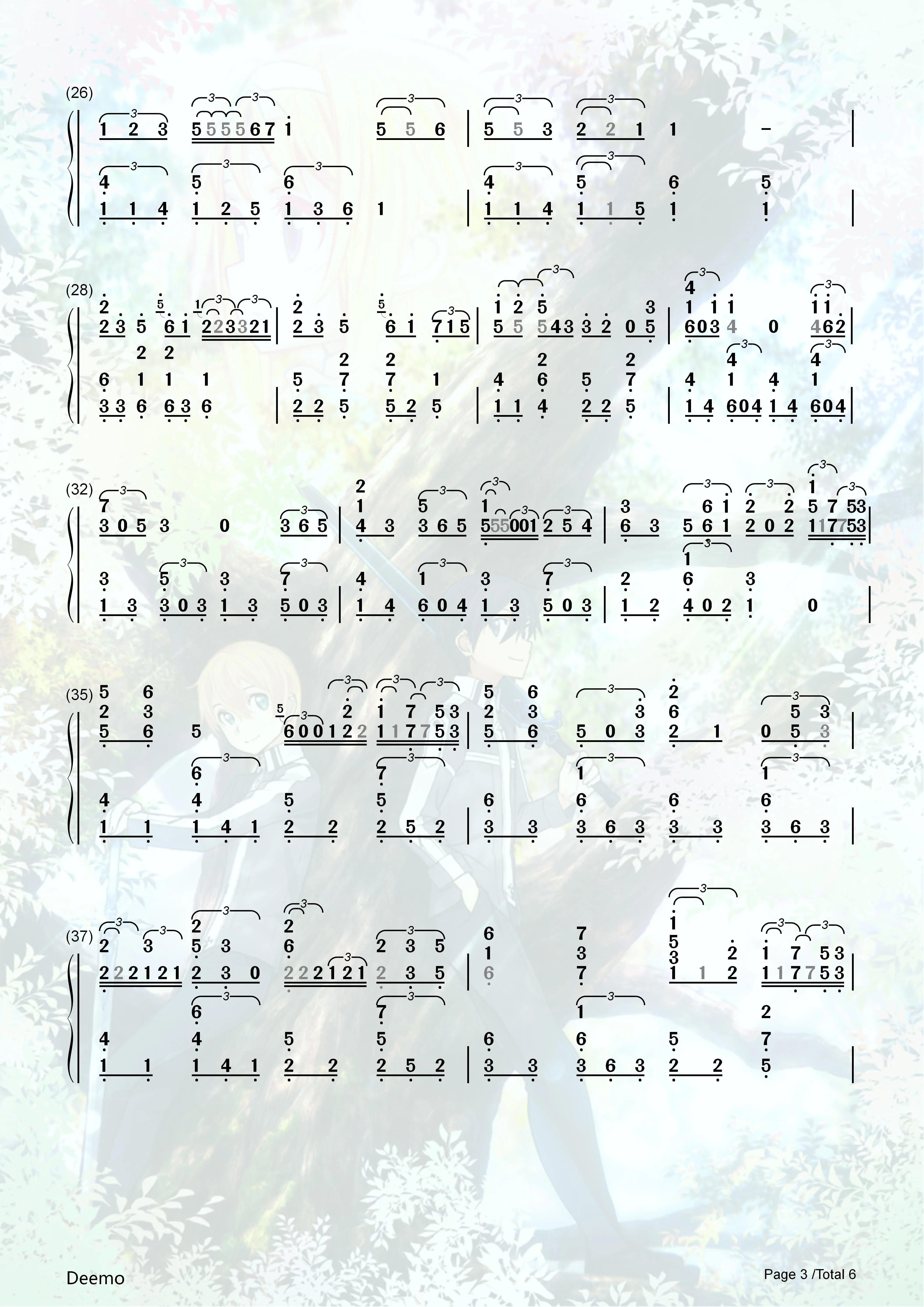 《unlasting》风物之诗琴 简谱/键盘谱
