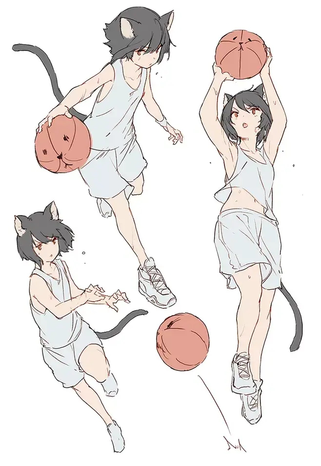 人体姿势参考二次元少女多角度绘画姿势素材