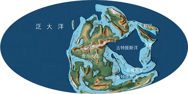 8亿年前)的世界(由scotese底图标注)二叠纪中期,随着辛梅利亚大陆的北