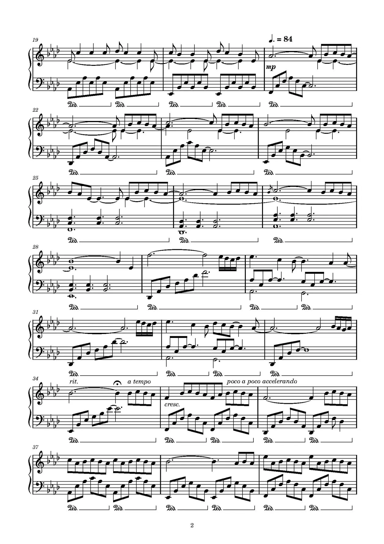 白云nuvole bianche 钢琴谱 来自bibipiano - 哔哩哔哩