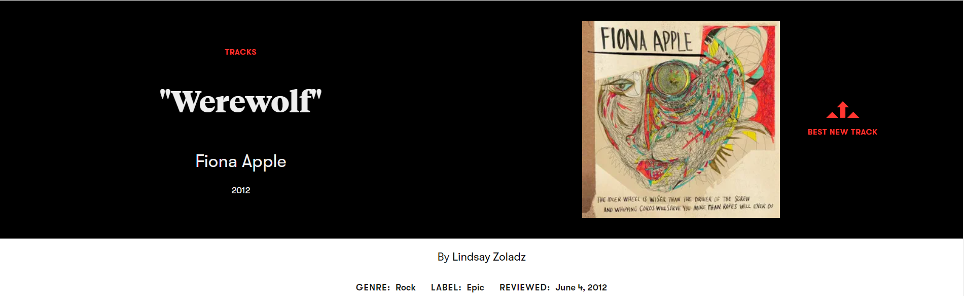 译Pitchfork评Fiona Apple 2012年单曲"Werewolf" 哔哩哔哩