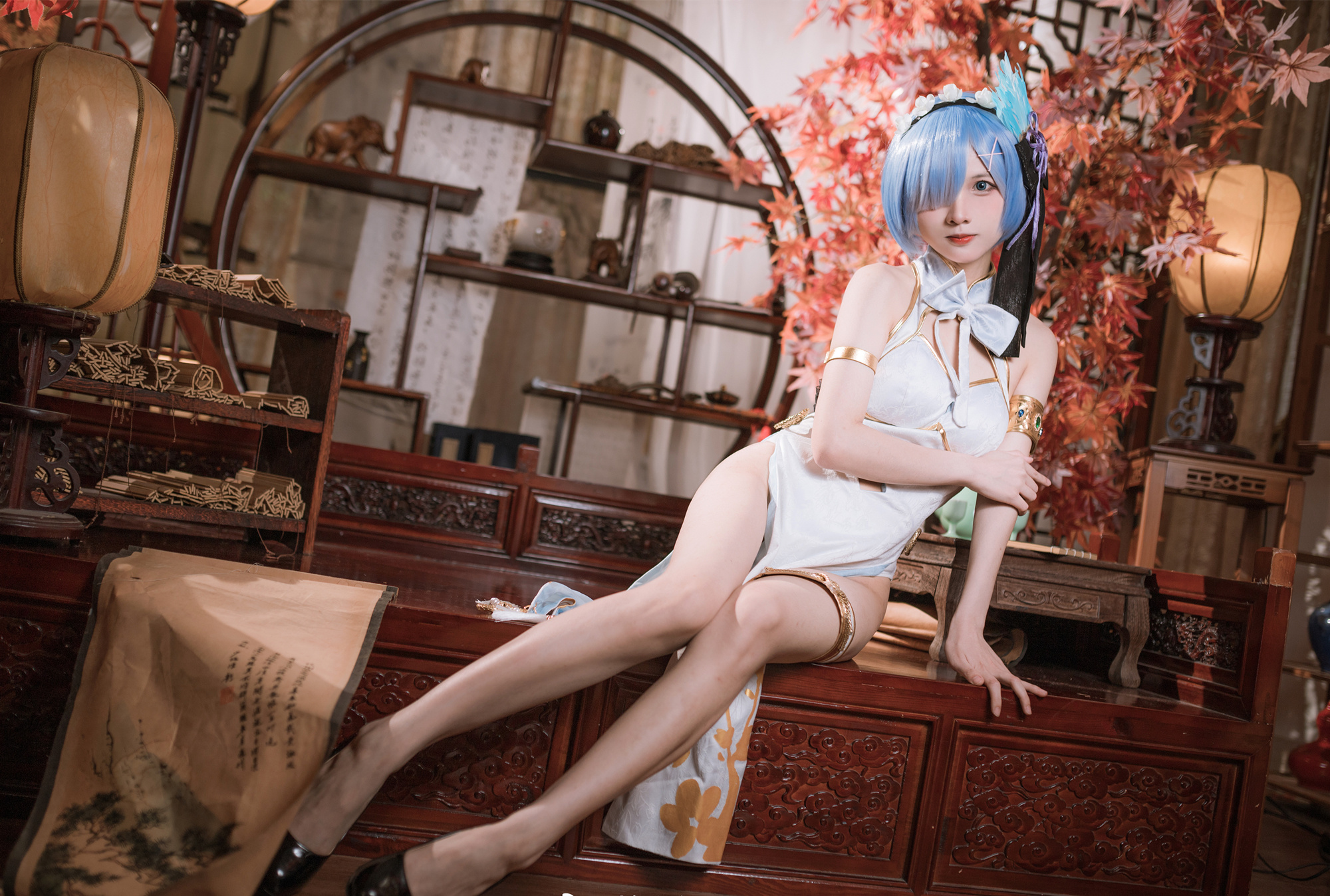 挽希re从零开始的异世界生活旗袍蕾姆cosplay5