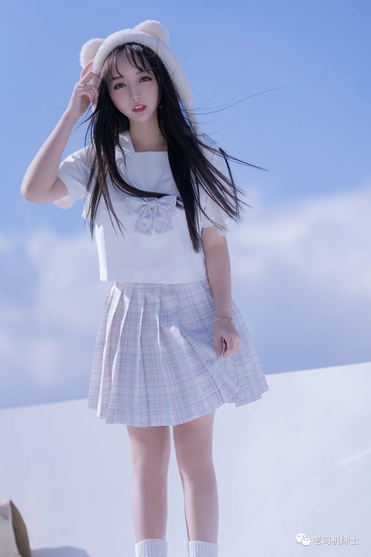 清纯妹子天台cos米线喵,jk制服(4)