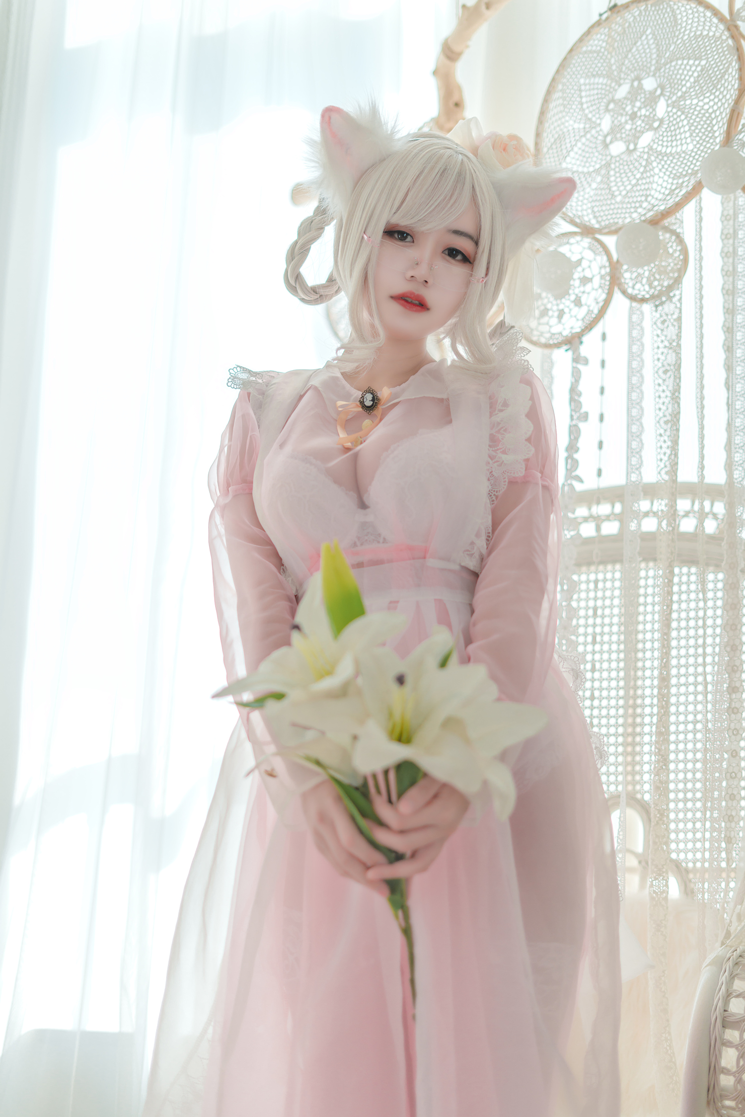 小仓千代W粉色透明女仆Cosplay1