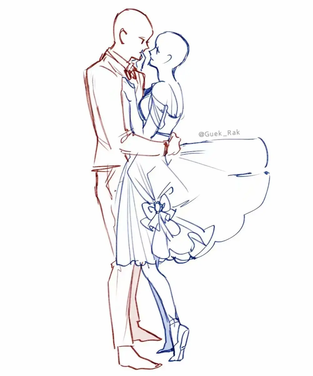 【素材】婚纱照式双人互动姿势参考!甜腻腻的