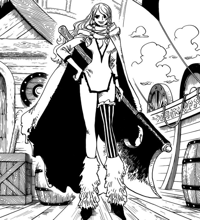 本话一开始就给我们展示了一位美女——海尔丁所率领的四个新巨兵海贼