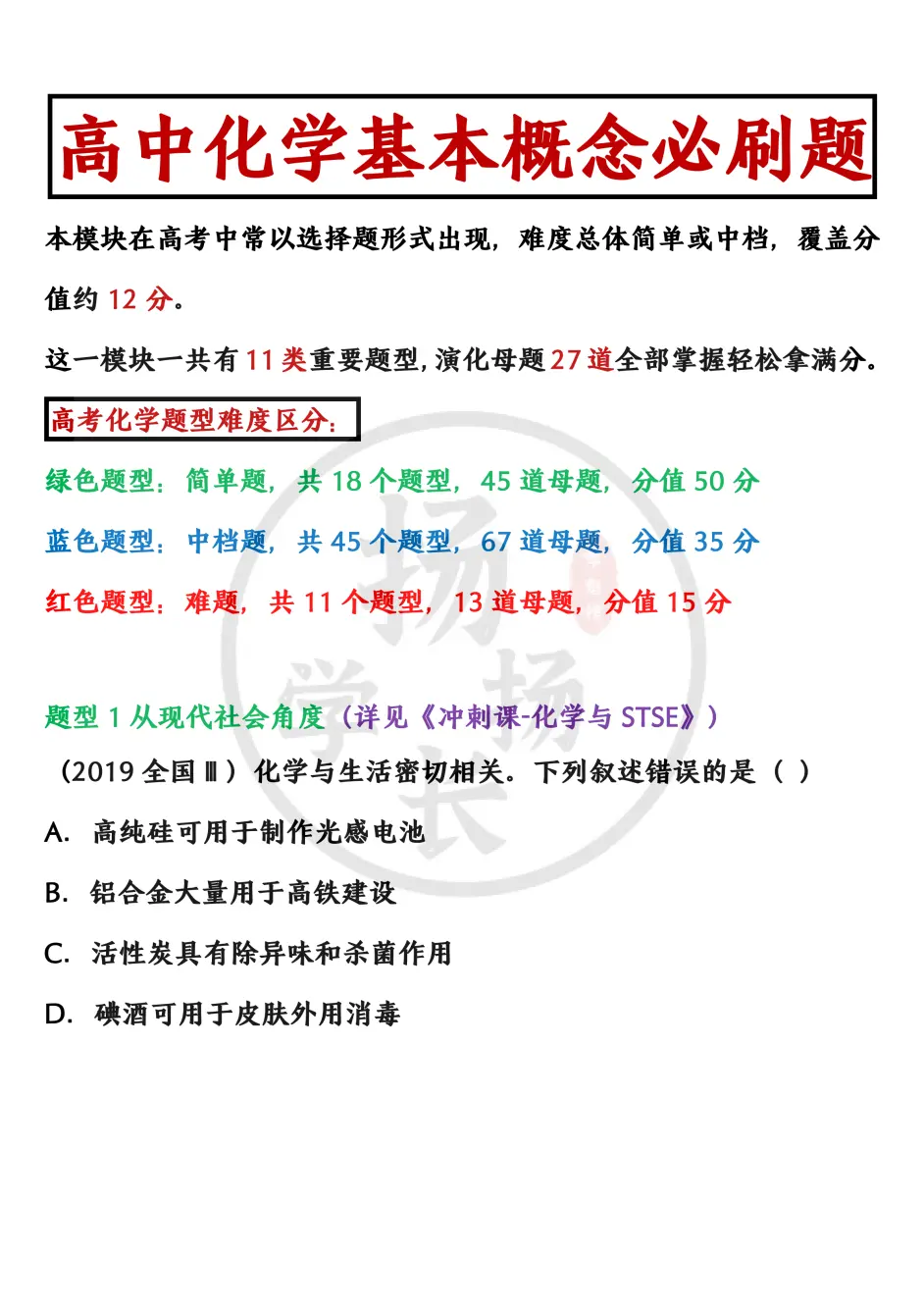 高中化学 基本概念必刷题 一轮复习提前刷 抓住考点稳拿12分 哔哩哔哩