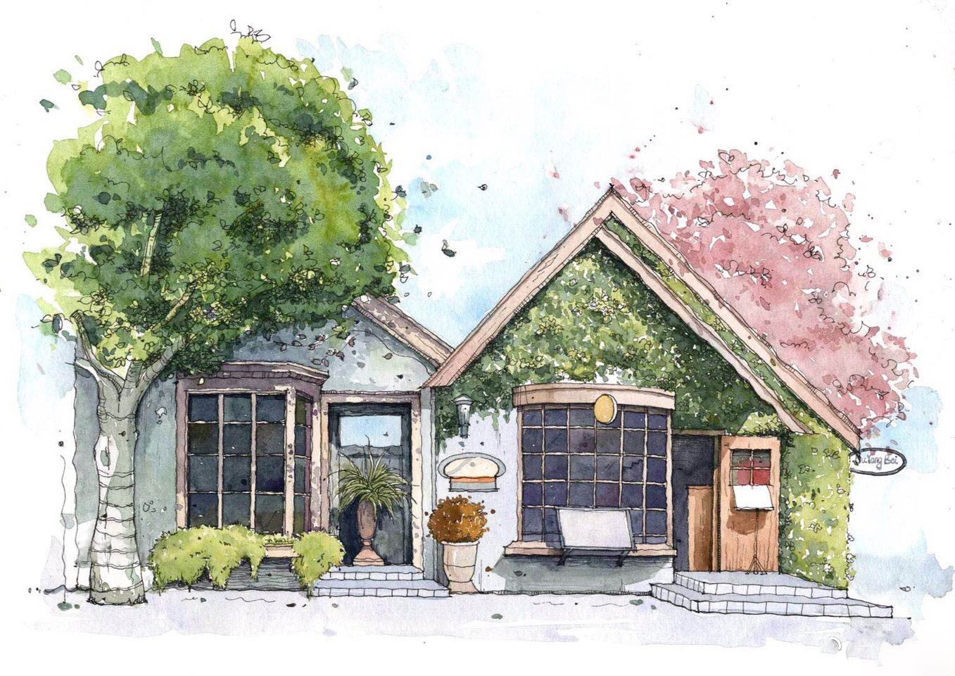 【水彩分享】精美钢笔淡雅水彩:第十九期