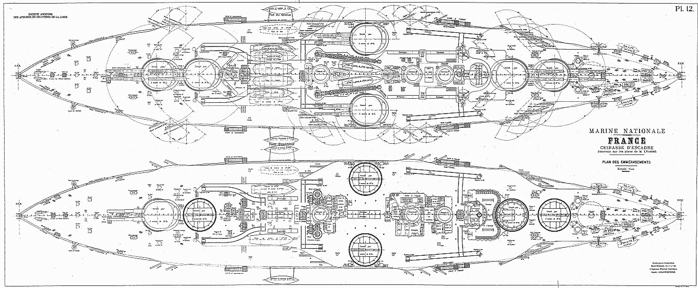 法国战舰法国1912年版本原始设计图
