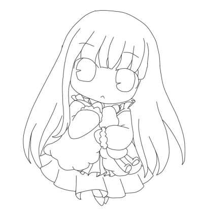 黑白线稿丨q版小可爱动漫线稿素材