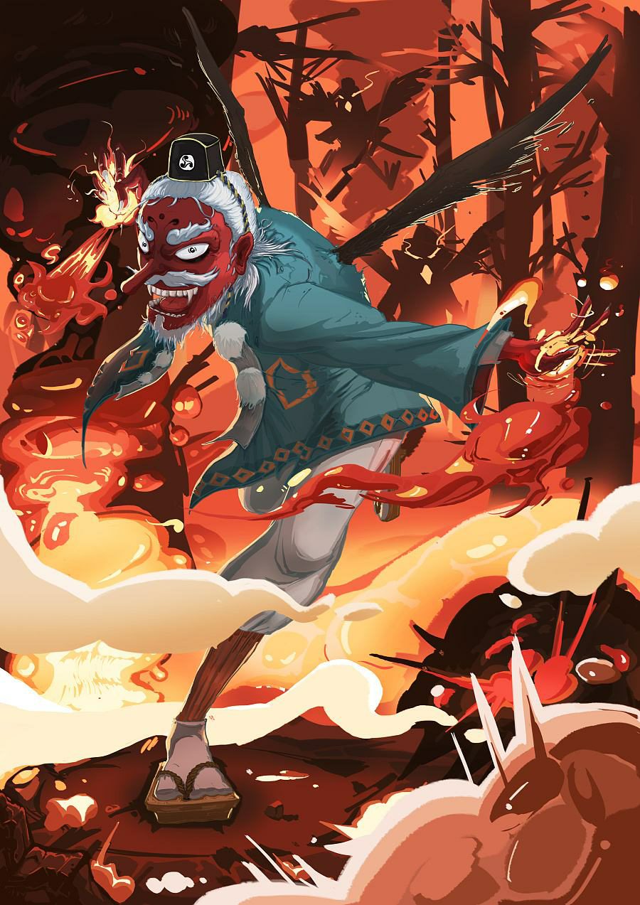 天狗不在六道内可免受地狱轮回之苦,传说后羿为民除害射落了九个太阳.