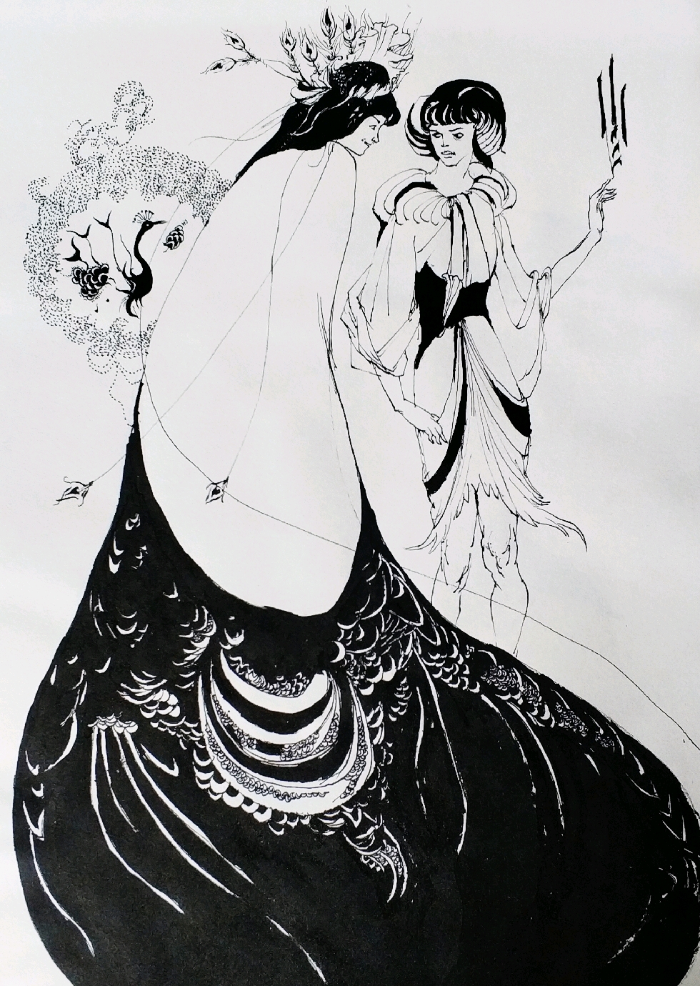 临摹比亚兹莱大师的作品---