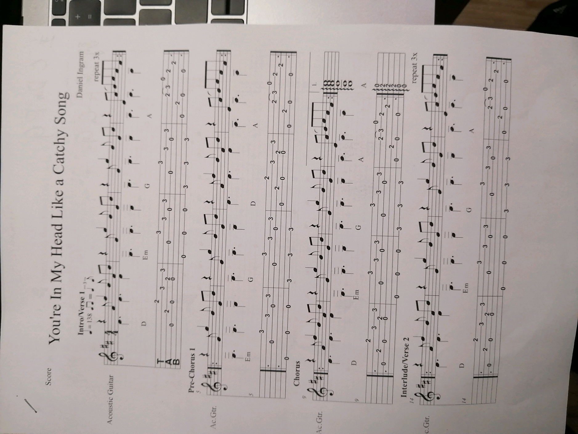 youreinmyheadlikeacatchysong乐谱分享