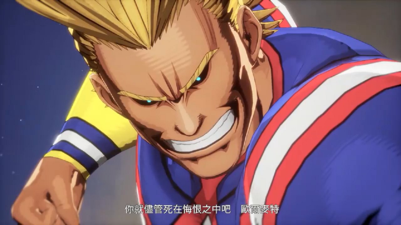 ("和平象征"欧尔麦特标志性的笑容)