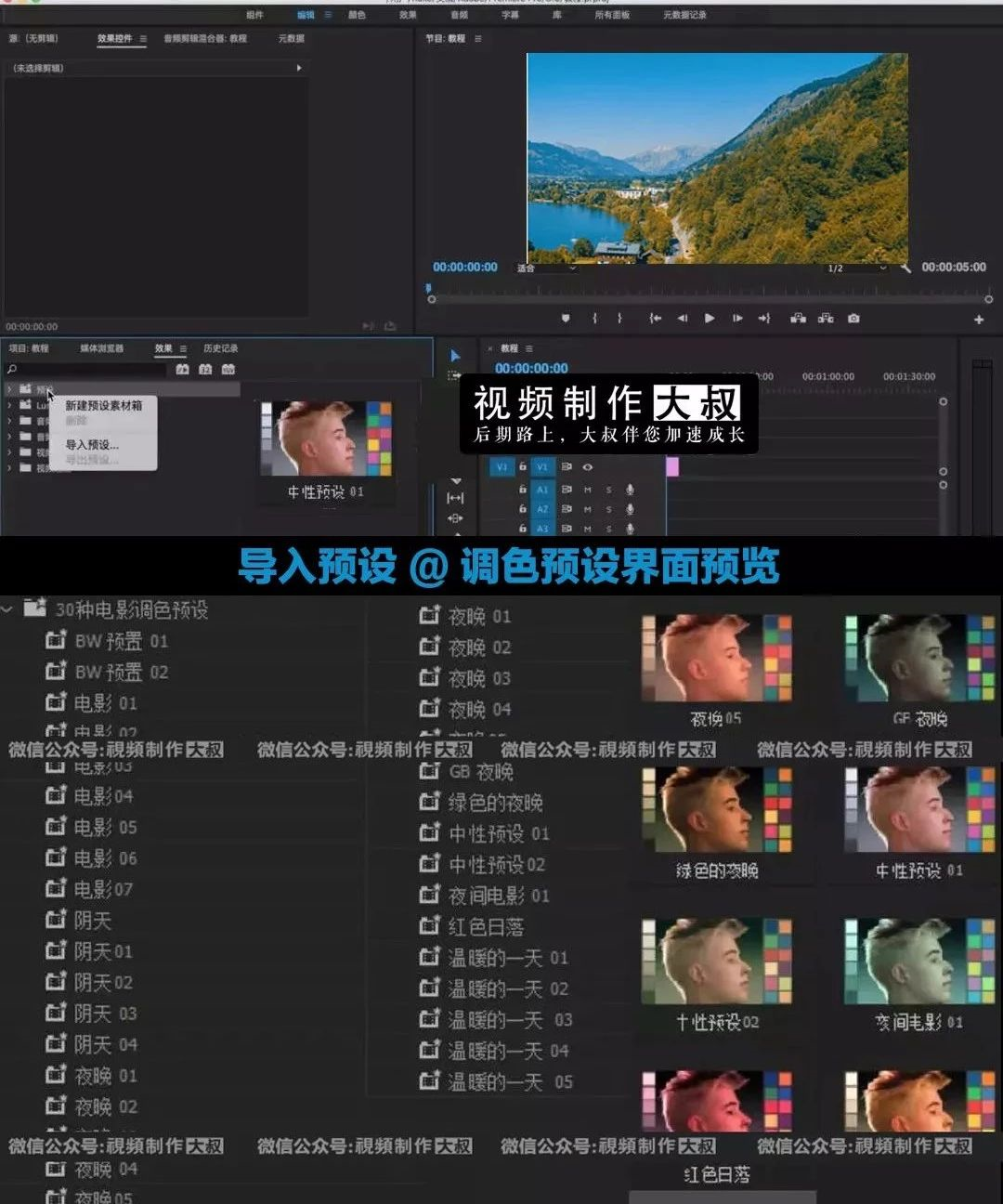 电影大片PR调色预设30组