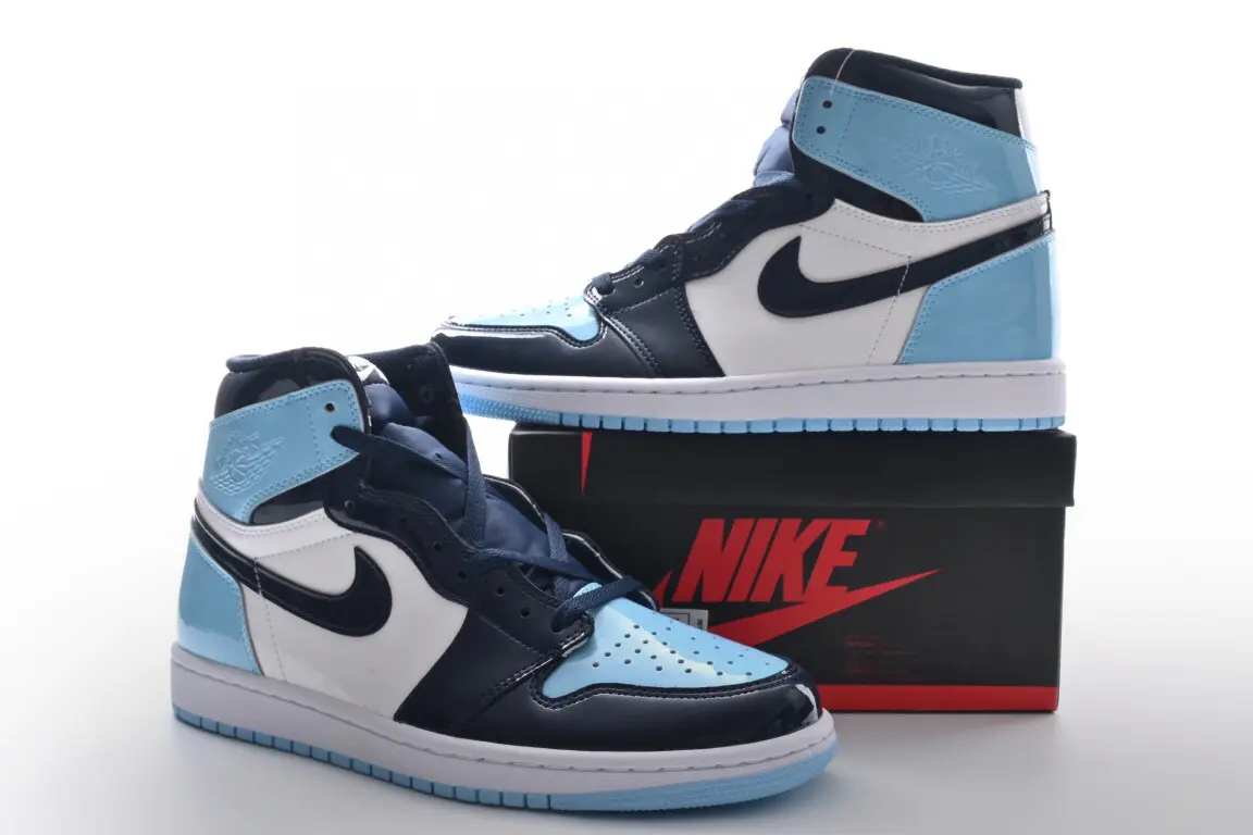 乔丹北卡蓝漆皮 air jordan 1 retro high blue chill 全明星高帮篮球