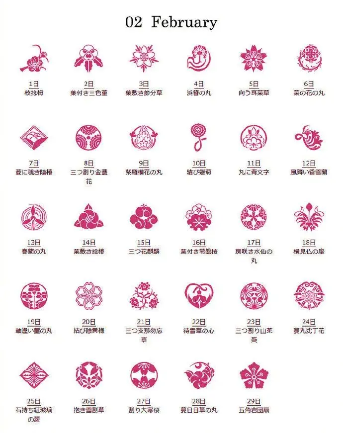 纹样素材 日本诞生花纹样 12个月的全齐全了 插画设计 哔哩哔哩