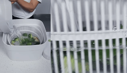 蔬果,省时,省力又省心 果蔬放入蓝中,加入清水,按压压盖,篮子高速运转