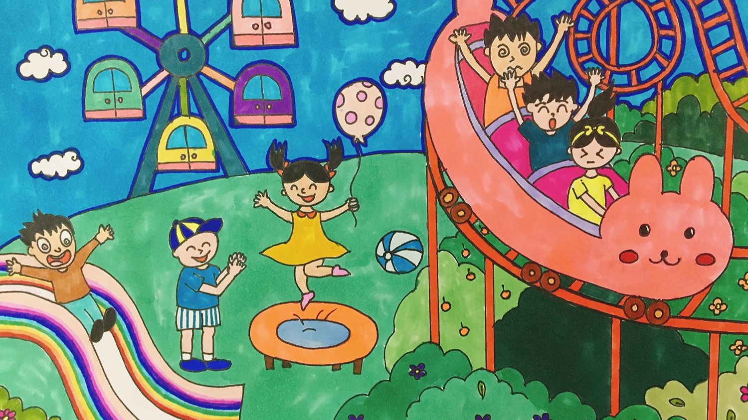 儿童画教程——游乐场 - 哔哩哔哩