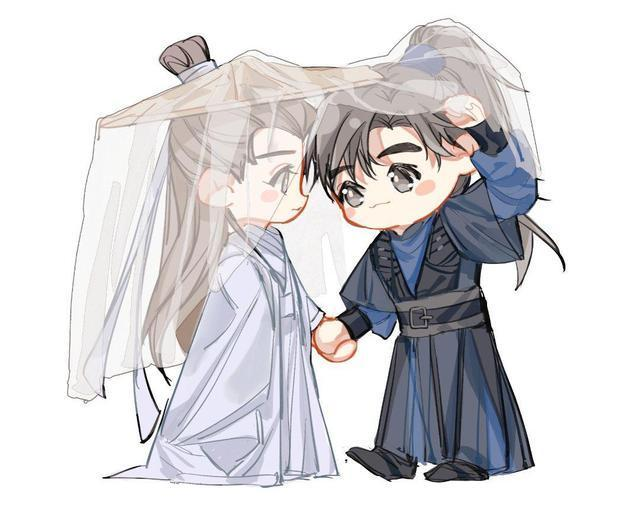 粉丝根据《皓衣行》路透照,绘制罗云熙和陈飞宇漫画