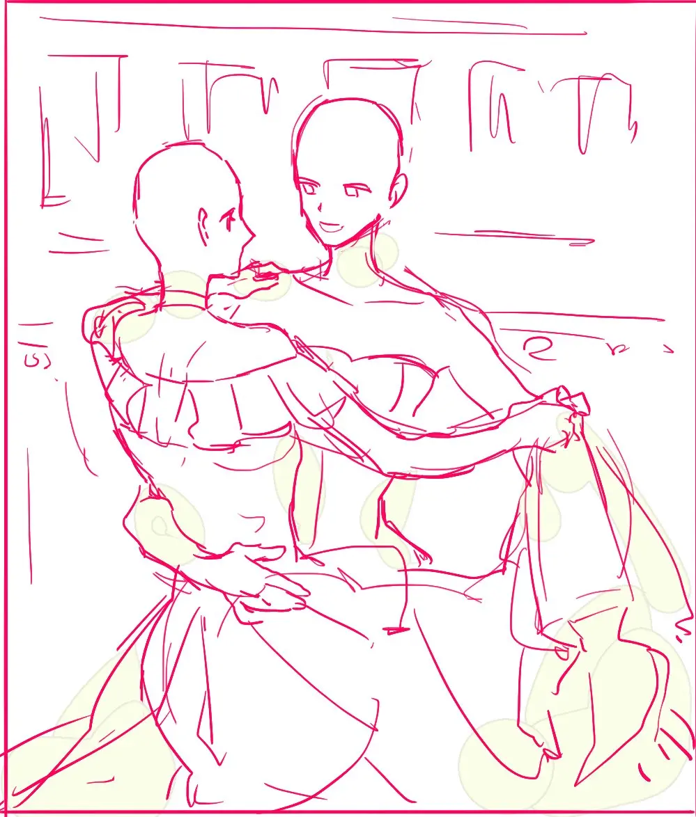 【板绘临摹】姐妹们「舞会姿势」橘里橘气~线稿模板 - 哔哩哔哩