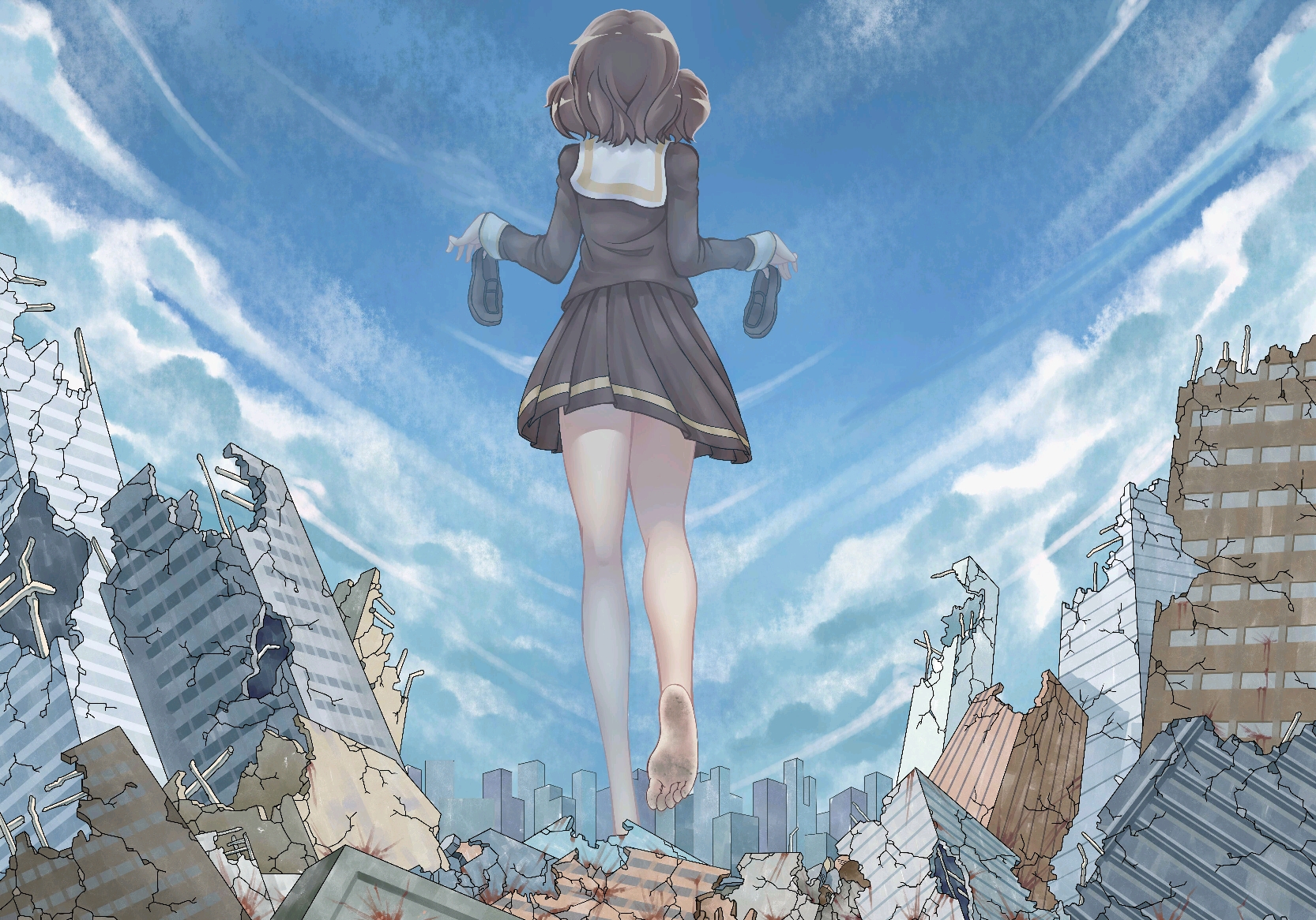 【巨大娘 Giantess】2人の巨大娘の散歩_Two giantesses taking a walk【MMD】_哔哩哔哩_bilibili