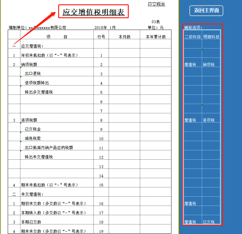 应交增值税明细表