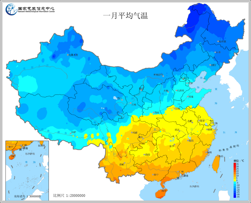 中国七月平均气温图图片
