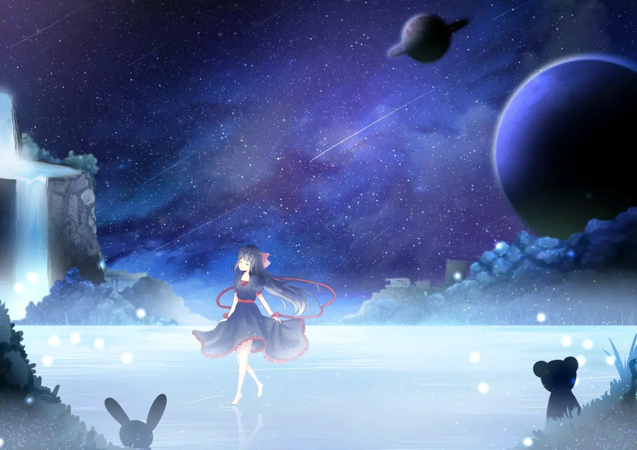 [4k壁纸分享]星空下的少女