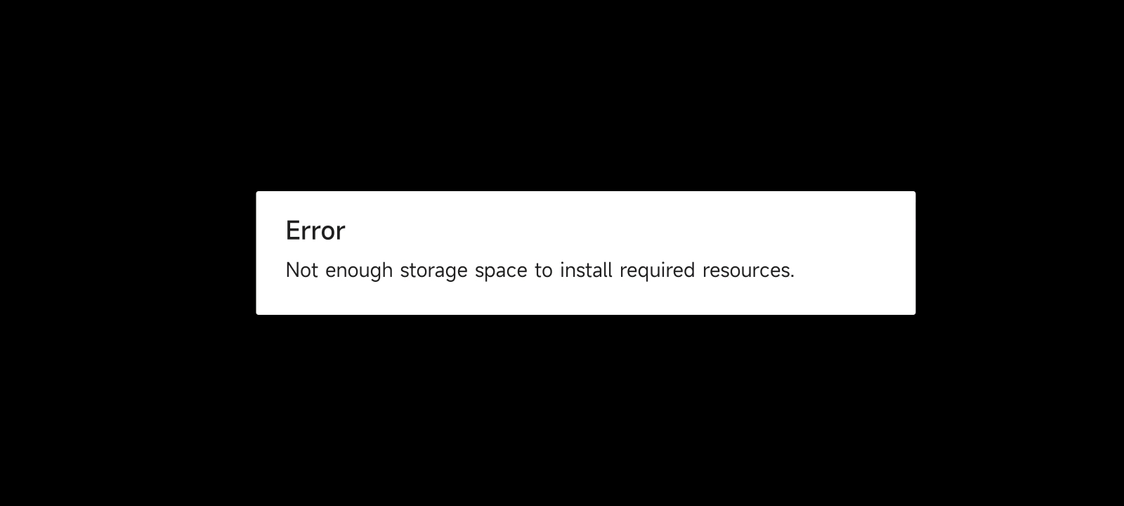 Not enough storage space to install required resources что делать на андроиде