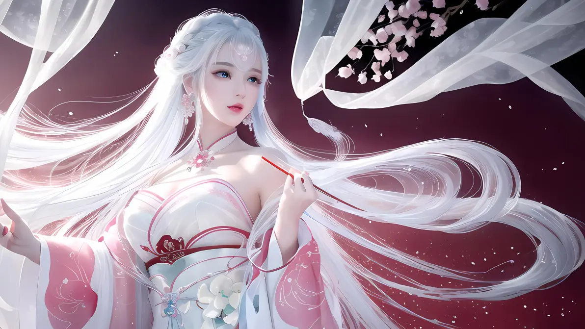 古风粉色系女孩ai绘画图集动漫卡通二次元手机电脑高清壁纸cg
