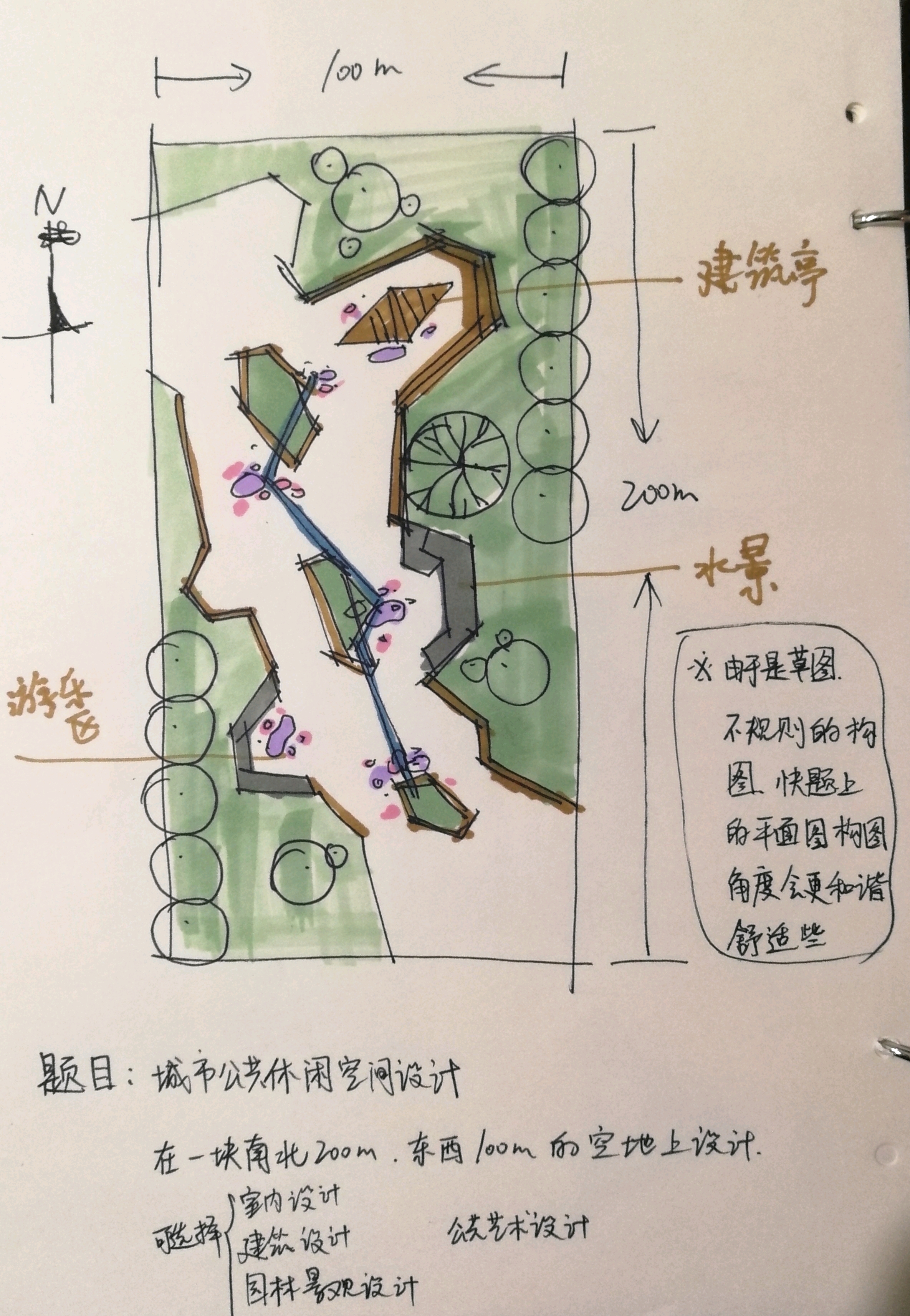 指北针手绘画法图片