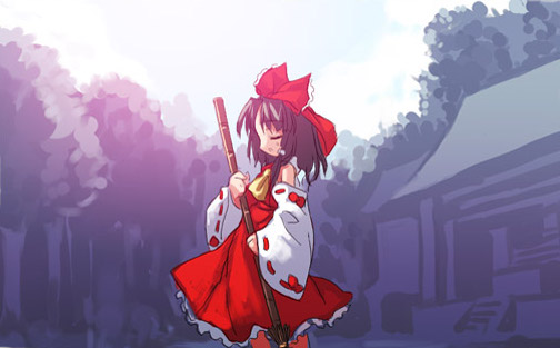 红白腋露 无财神社空 平日扫扫地 无事叹口气 千年樱树落 半灵妖梦哭