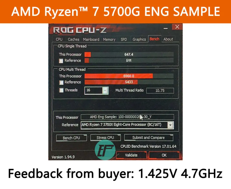 AMD R7 5700G ES版实物曝光，暂时只能在500系列主板使用- 哔哩哔哩