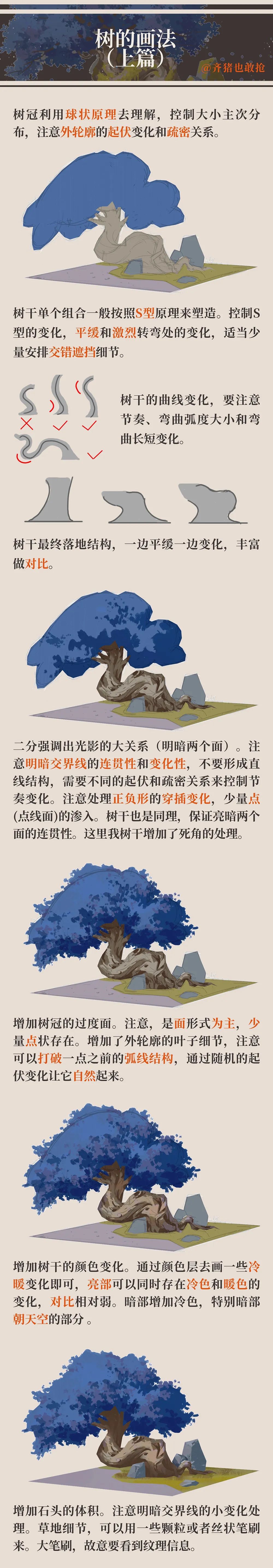 绘画教程如何用厚涂法绘制一棵大树场景教程