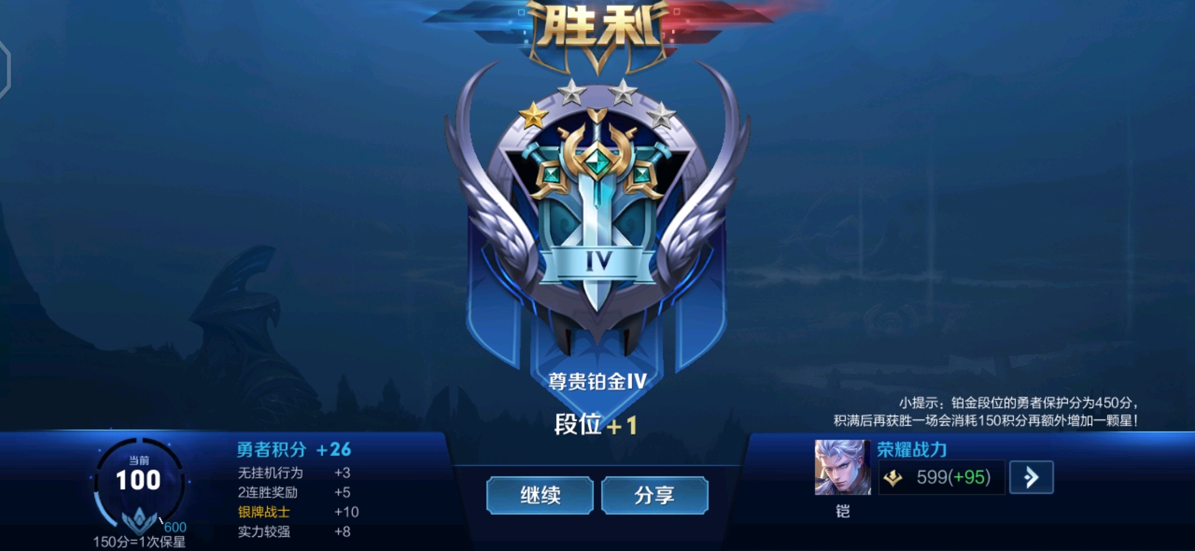 我上铂金了!