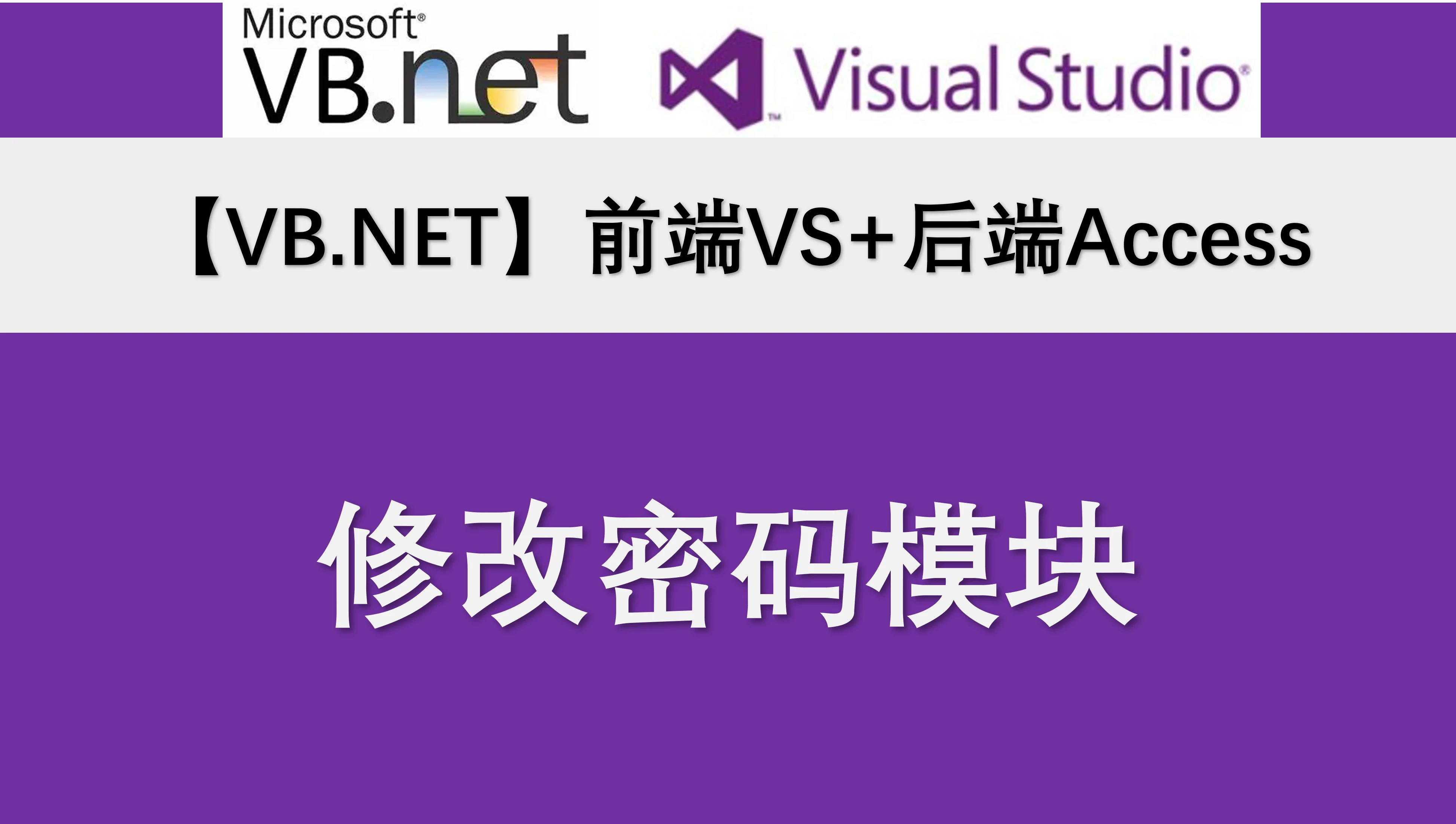 【VB.NET】前端VS+后端Access数据库：修改密码模块代码分享 Visual Basic - 哔哩哔哩
