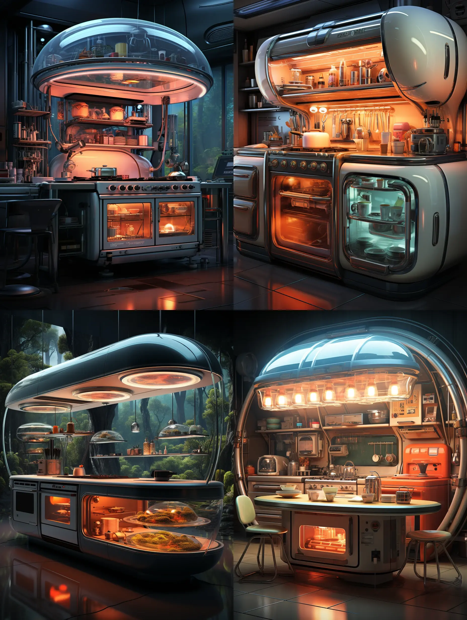 ai绘制了一些科幻厨房场景