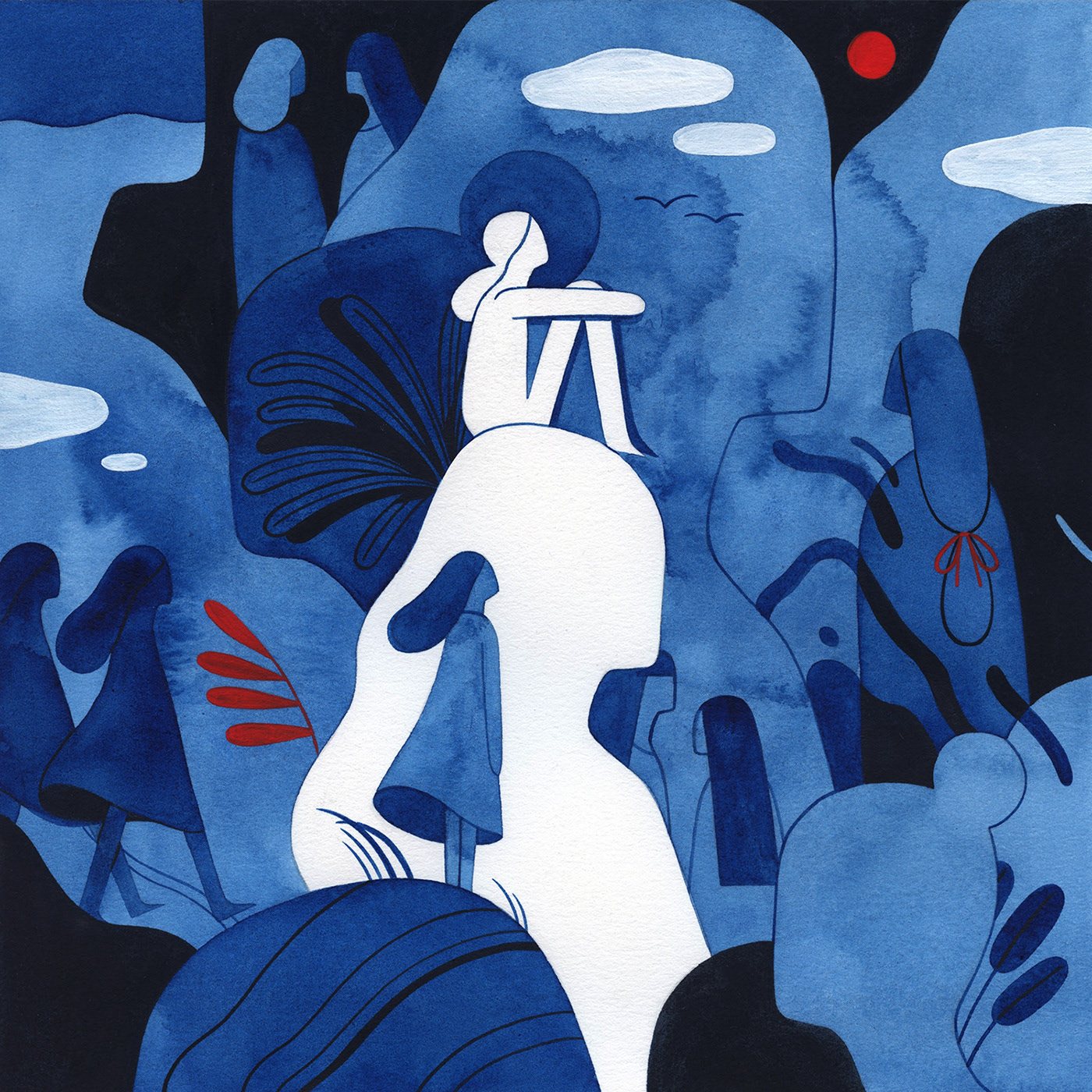 沉静,优雅,精选蓝色插画壁纸