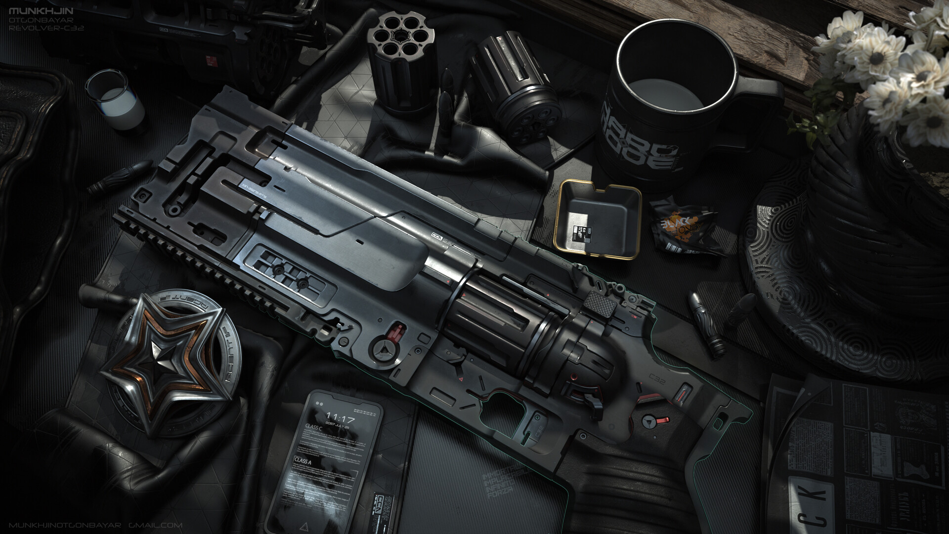 赛博朋克风重型左轮