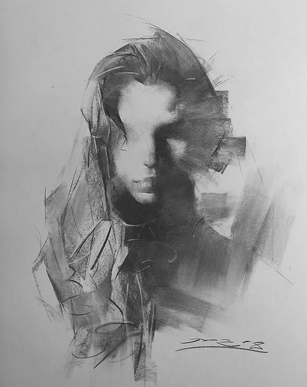 夸张的人物头像素描作品,看不清的五官,为什么还这么多人想学