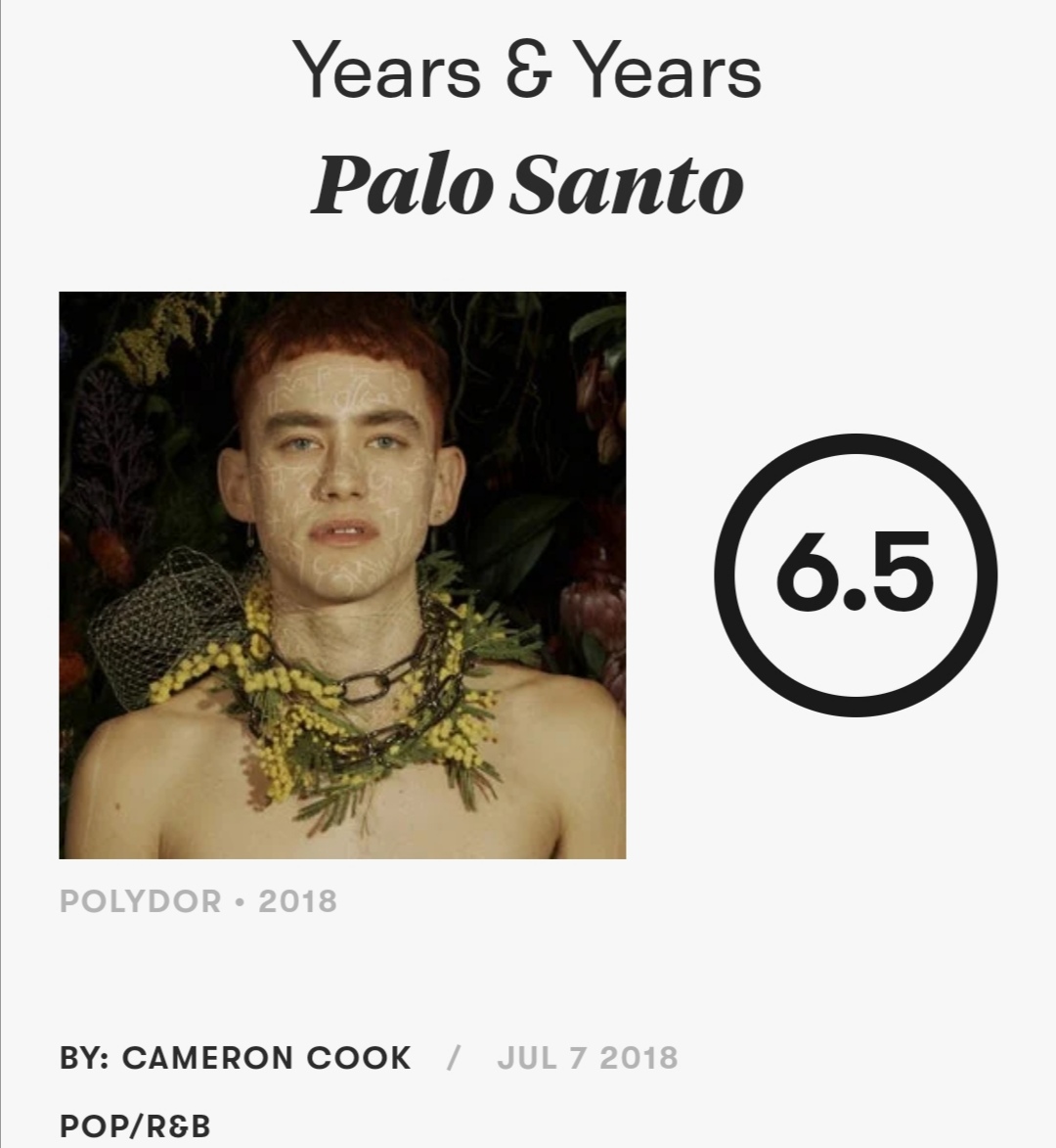 搬运译pitchfork评yearsyears专辑2018年专辑palosanto