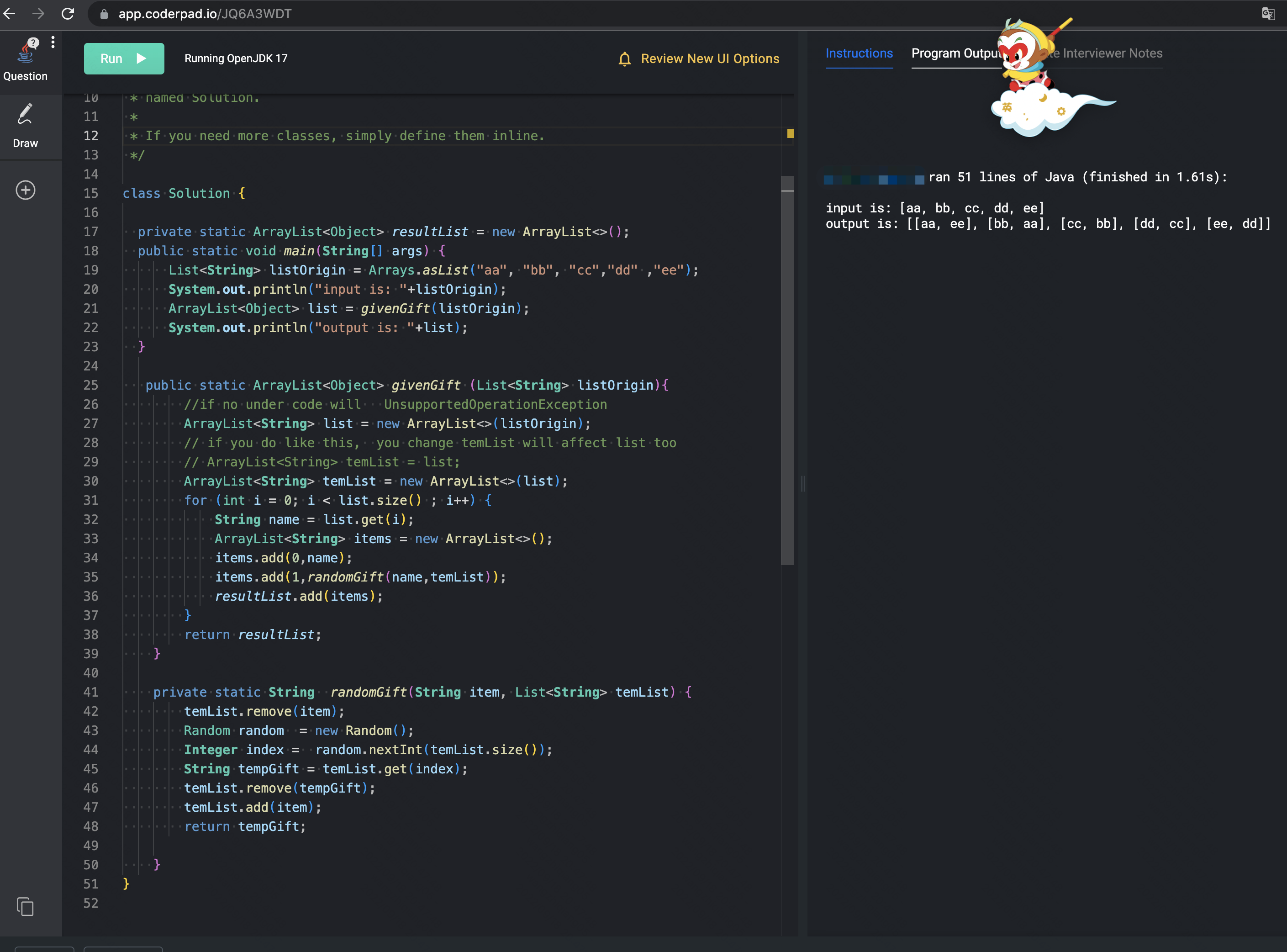 Backend mock technical interview algorithms 