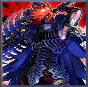 "红莲魔斗士"外貌是红发的魔战士,攻击力为2100点,守备力为1800点