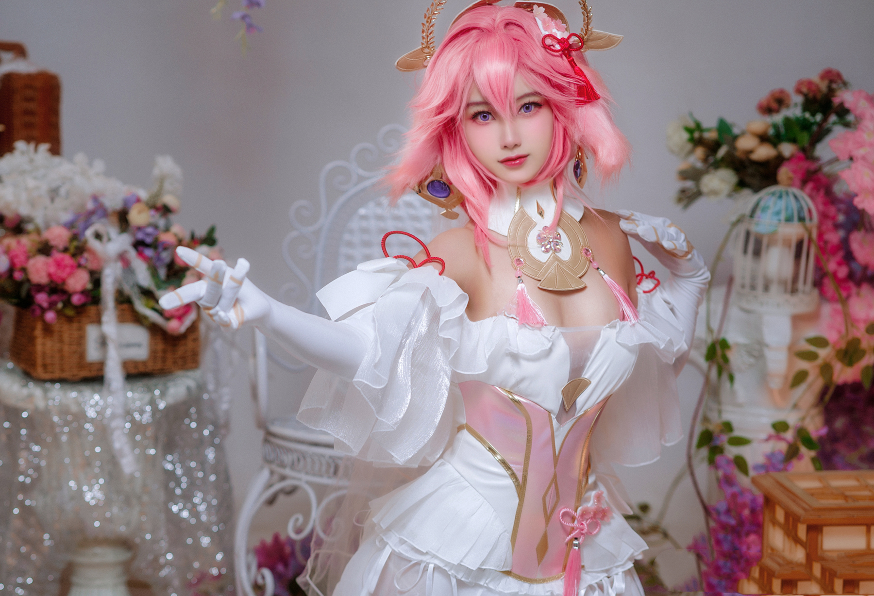 九叔叔叔叔啊原神八重神子同人花嫁cosplay3