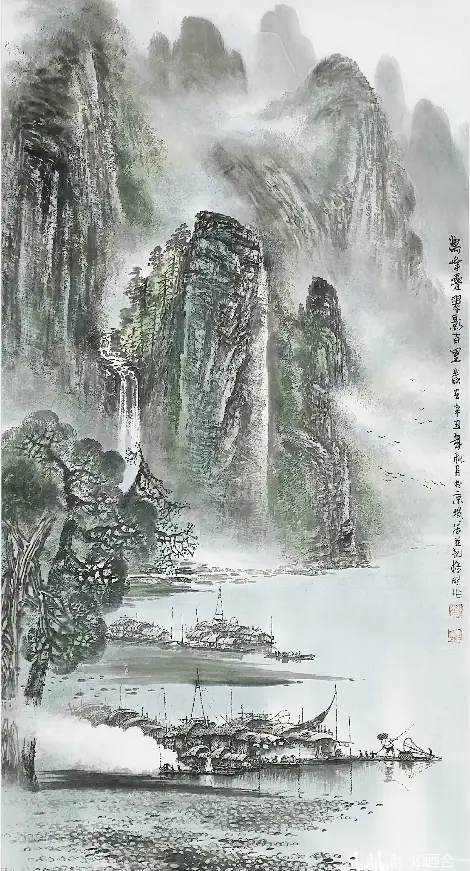 桂林画院莫桂明院长◆定制三尺翠影竖幅山水