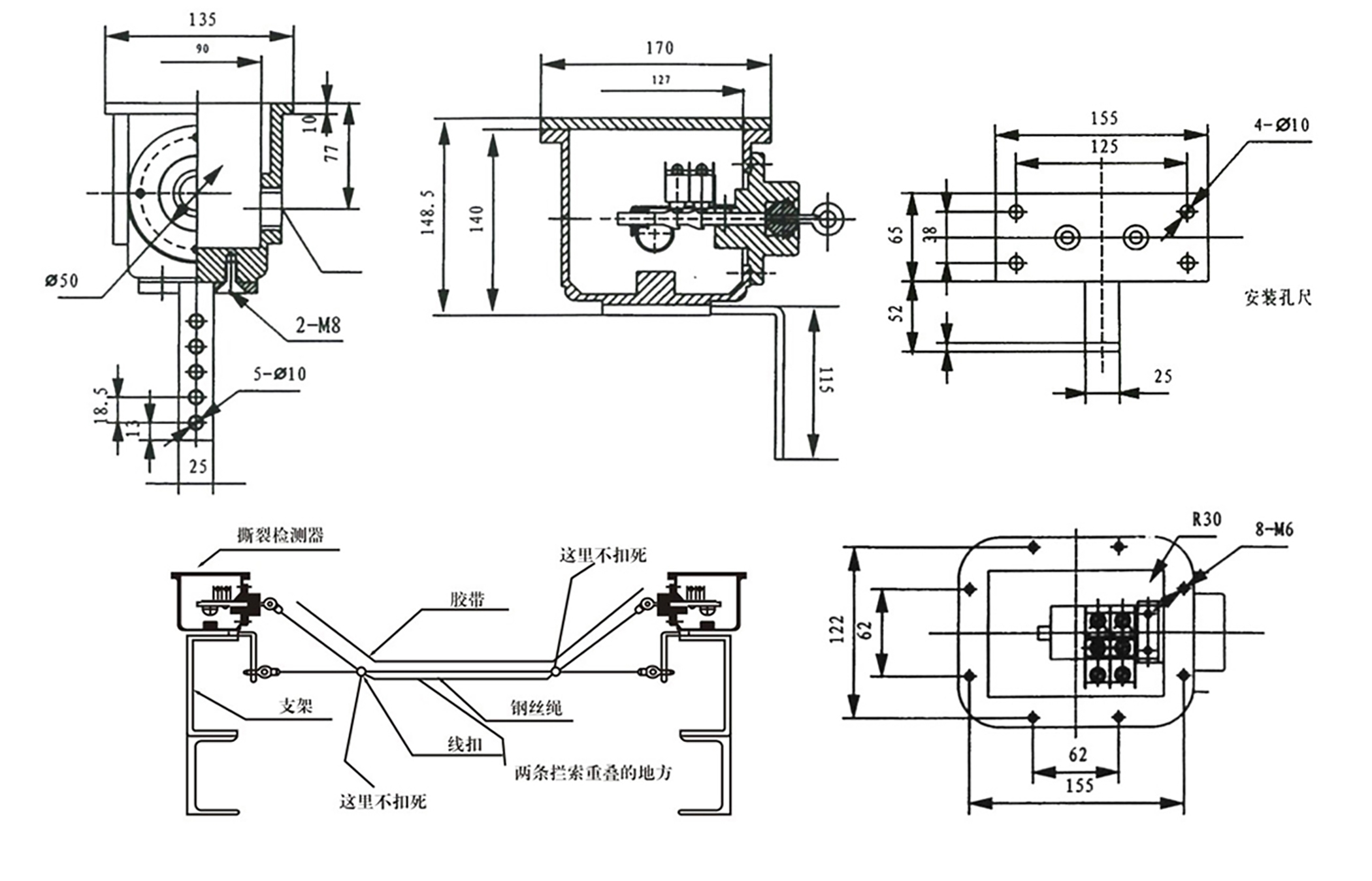 约瑟 YHZL-A、YHZL-I纵向撕裂开关 撕裂传感器 结构牢固易维护，应用于带式输送机 - 哔哩哔哩