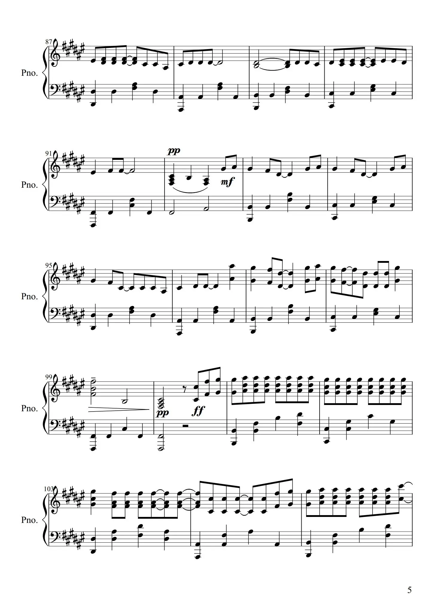 未闻花名钢琴谱