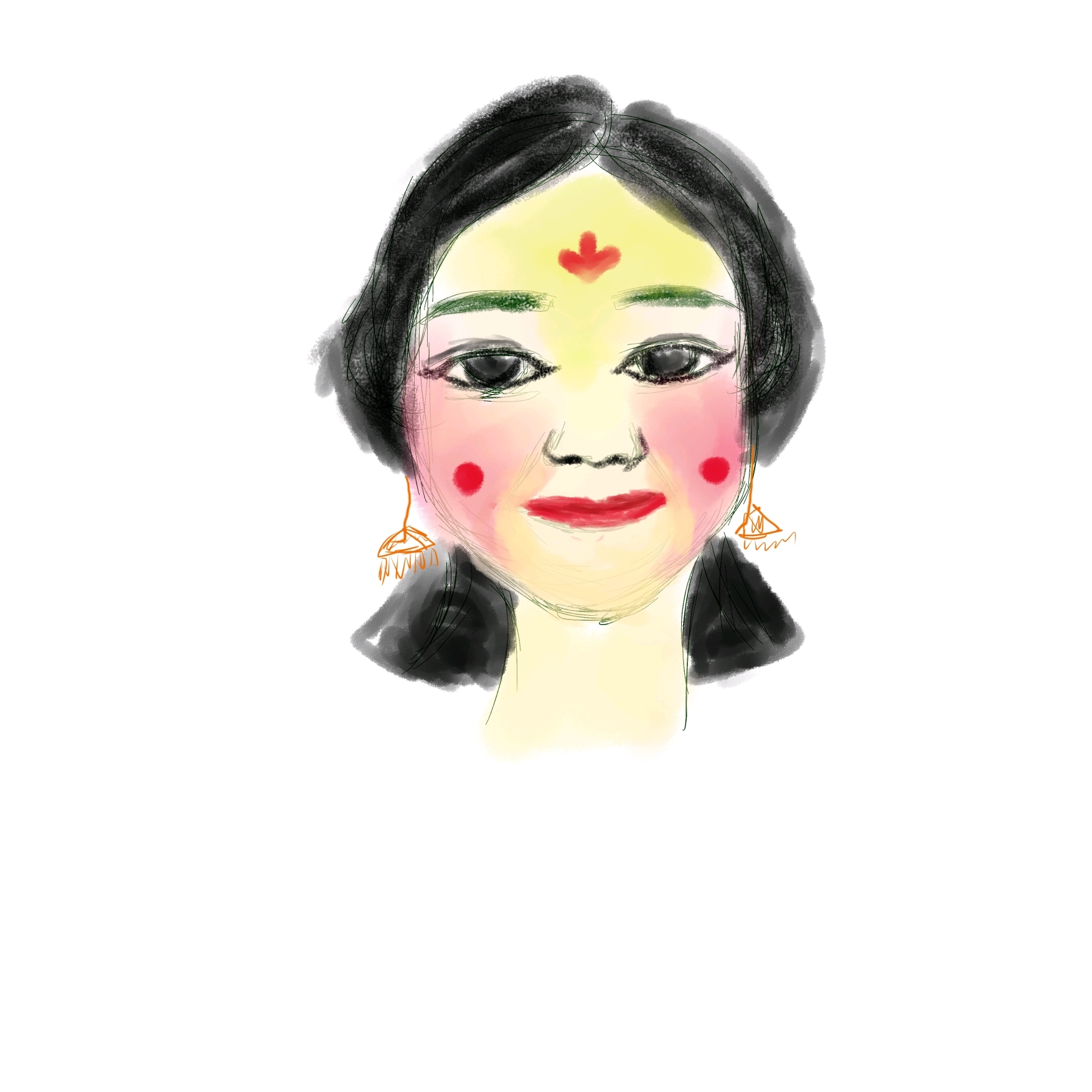 画灰---花木兰仿妆自画像