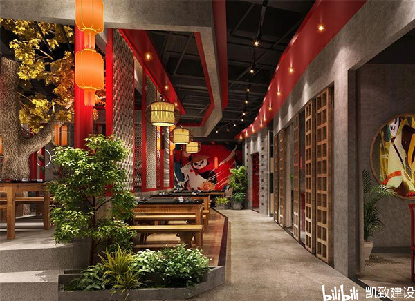 重庆火锅店装修江湖菜馆装潢自助餐厅装饰布局